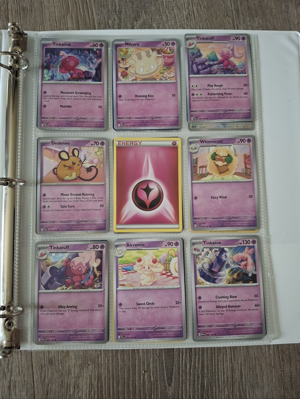 pokemon pink themed trading cards lot and pink binder